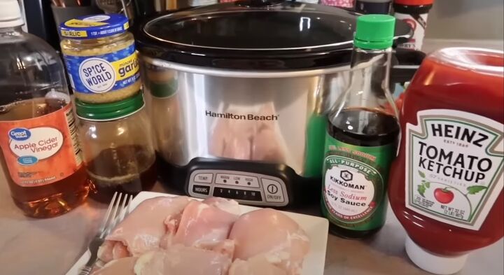 easy slow cooker recipes, Ingredients for honey garlic chicken thighs