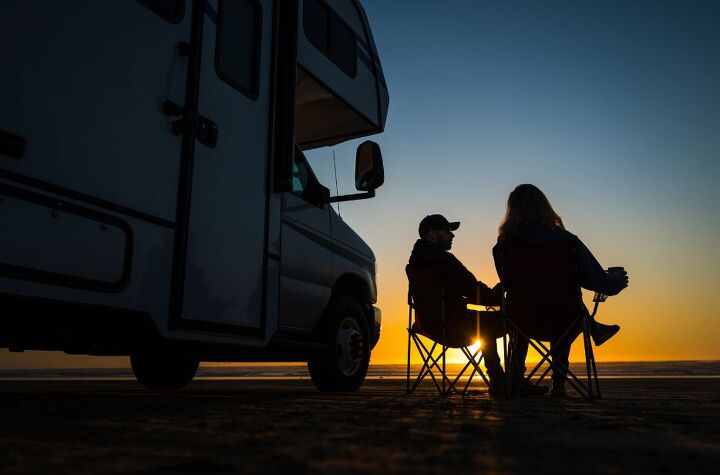 living in an rv, Watching the sun set outside RV
