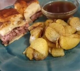 family meals on a budget, French dip sliders and fried potatoes