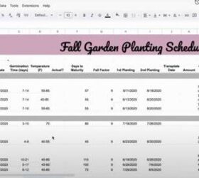 Gardening spreadsheet