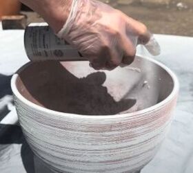 patio makeover, Spray painting a bowl