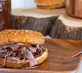 frugal meals that are also healthy delicious, A bbq sandwich sitting on top of a wooden plate
