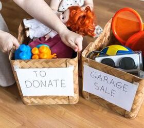 my top 7 decluttering hacks and tips, Donation and garage sale boxes