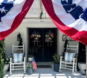 31 easy ideas to decorate a patio or porch for summer, patriotic bunting across the front porch