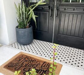 31 easy ideas to decorate a patio or porch for summer, layered welcome mats outside the front doors