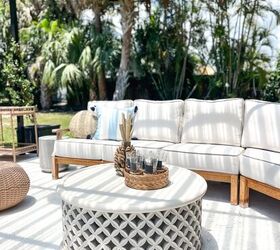 31 easy ideas to decorate a patio or porch for summer, gorgeous concrete patio coffee table with a beautiful summer vignette on top