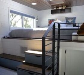 Master bedroom loft in tiny home