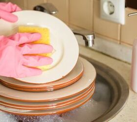 Hand washing dishes