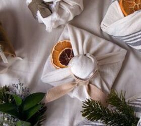 3 different ways to use fabric as gift wrap, Fabric gift wrap image via Canva