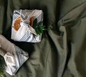 3 different ways to use fabric as gift wrap, Fabric gift wrap image via Canva