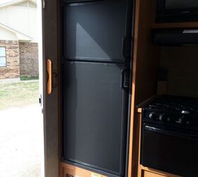 paint your ugly rv fridge with chalkboard paint, appliances, chalkboard paint, painting, The After but before the art
