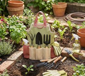 "This delightful 10-piece garden set is a cheerful invitation to dig in and bloom"